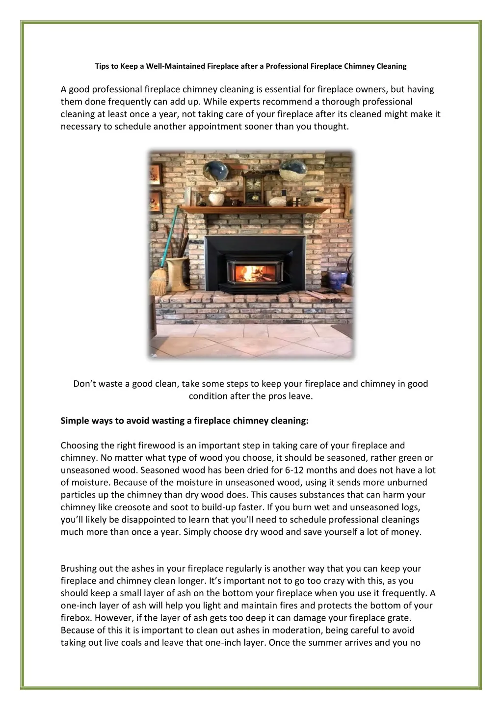 tips to keep a well maintained fireplace after n.