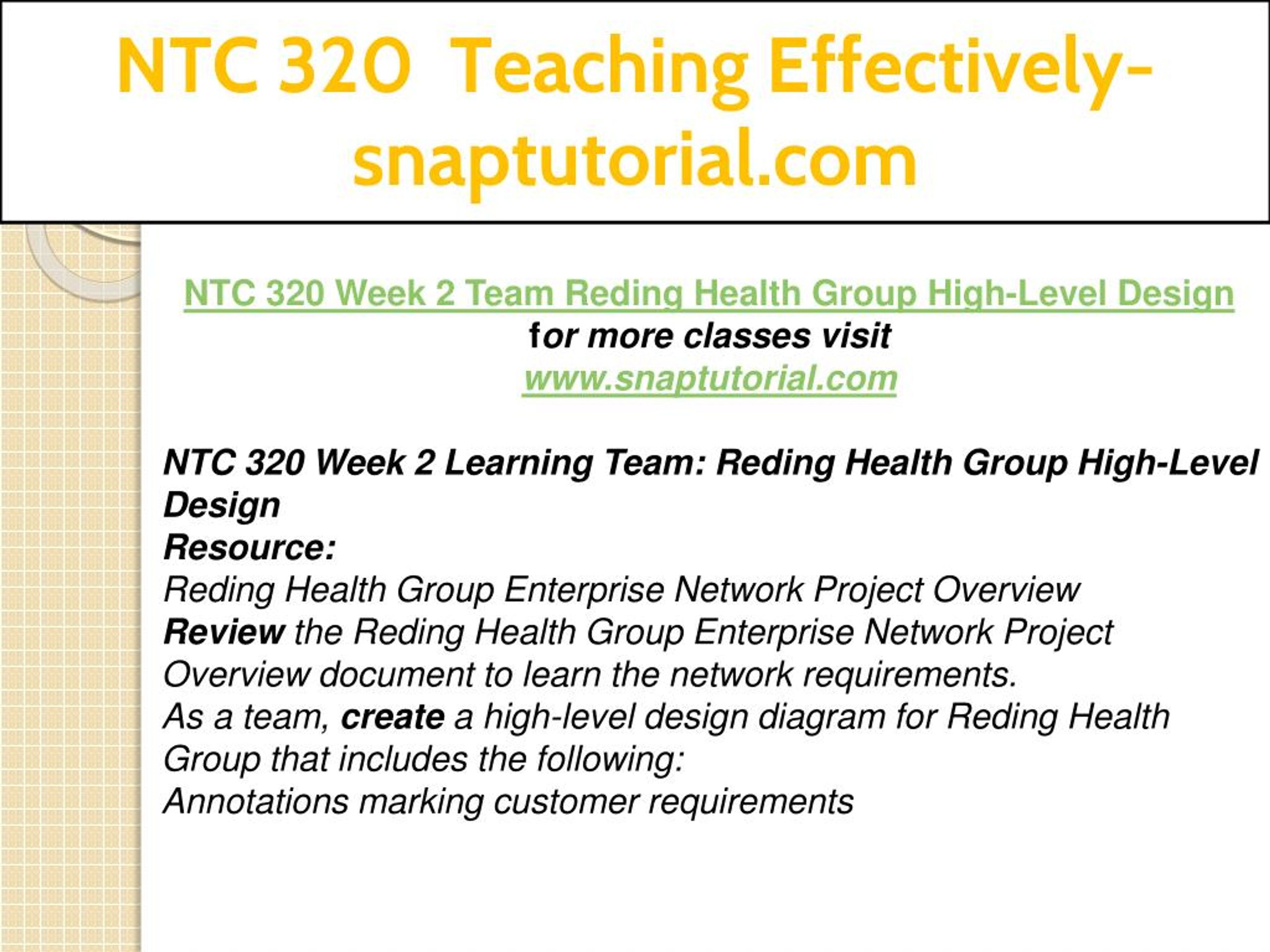 PPT - NTC 320 Teaching Effectively--snaptutorial.com PowerPoint ...