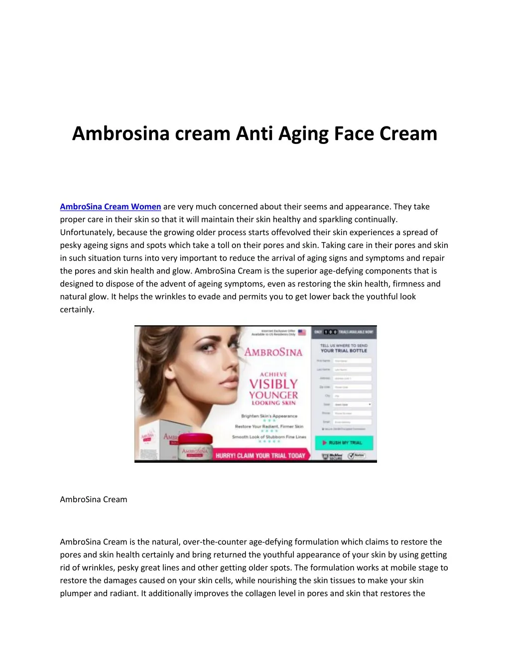 ambrosina cream anti aging face cream n.