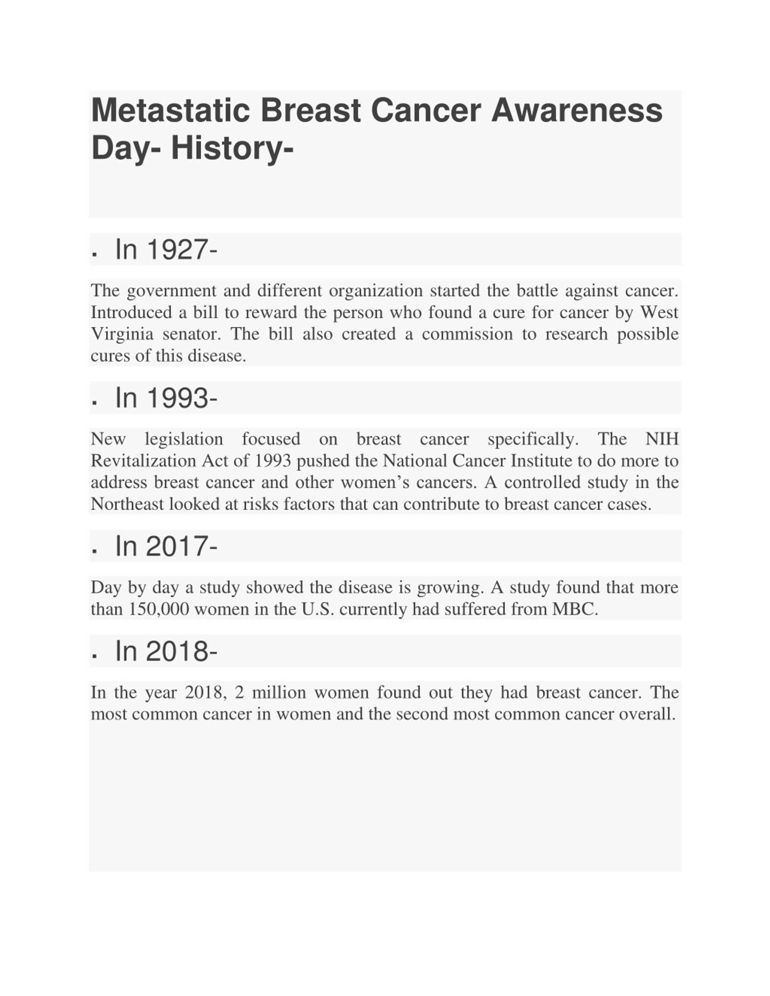 Ppt Metastatic Breast Cancer Awareness Dayoctober 13 2018