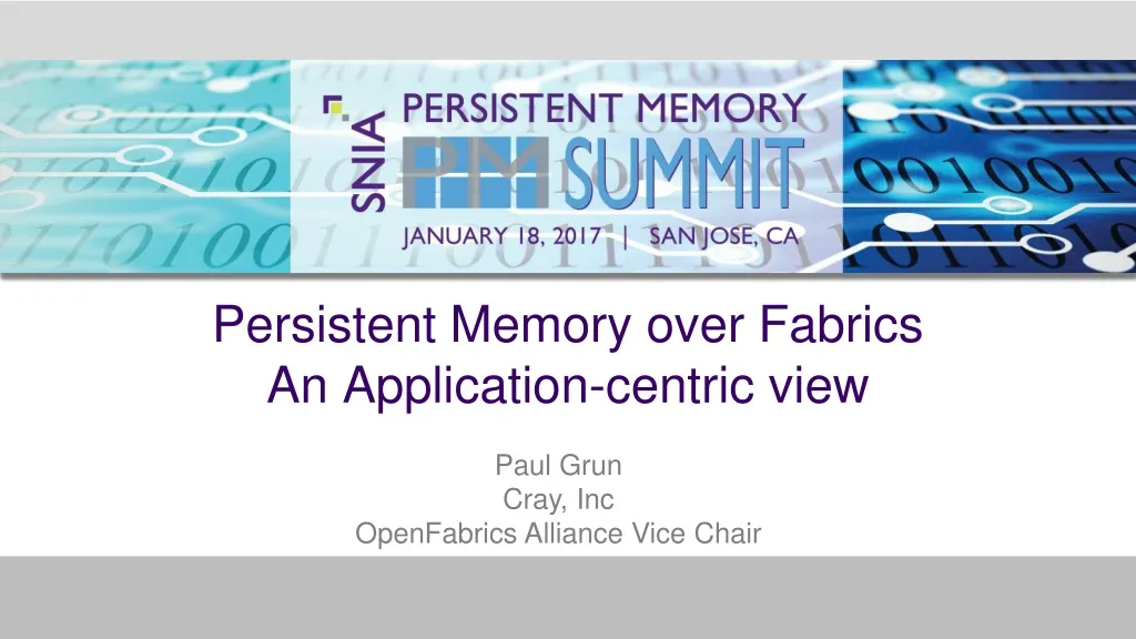 persistent memory over fabrics an application centric view n.