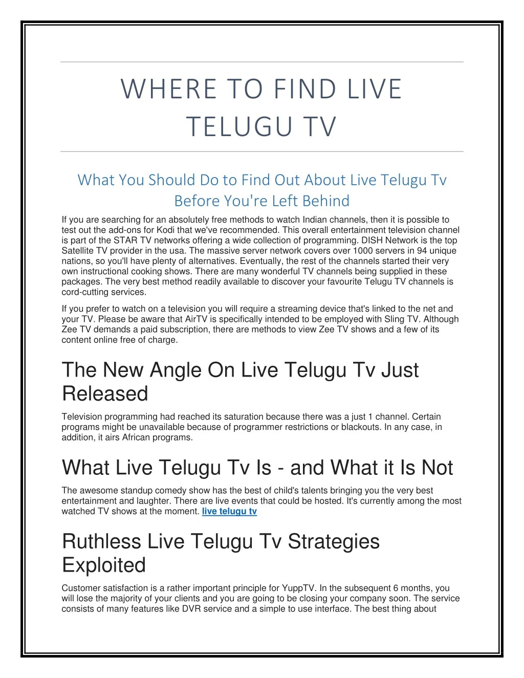 where to find live telugu tv n.