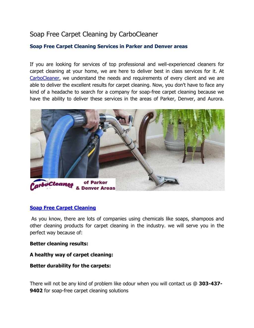 soap free carpet cleaning by carbocleaner n.