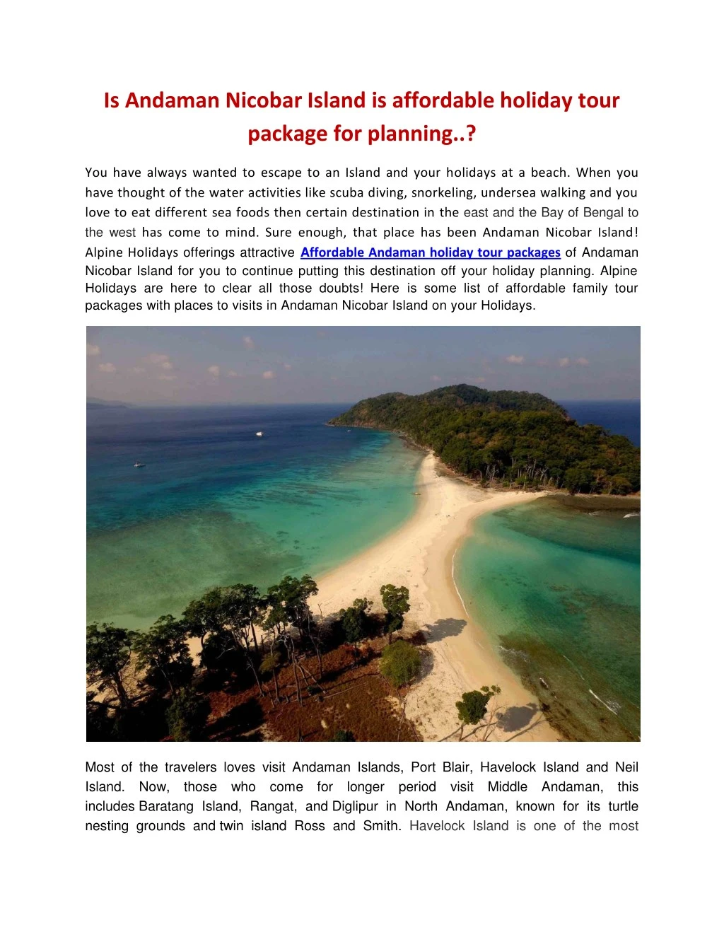 is andaman nicobar island is affordable holiday n.