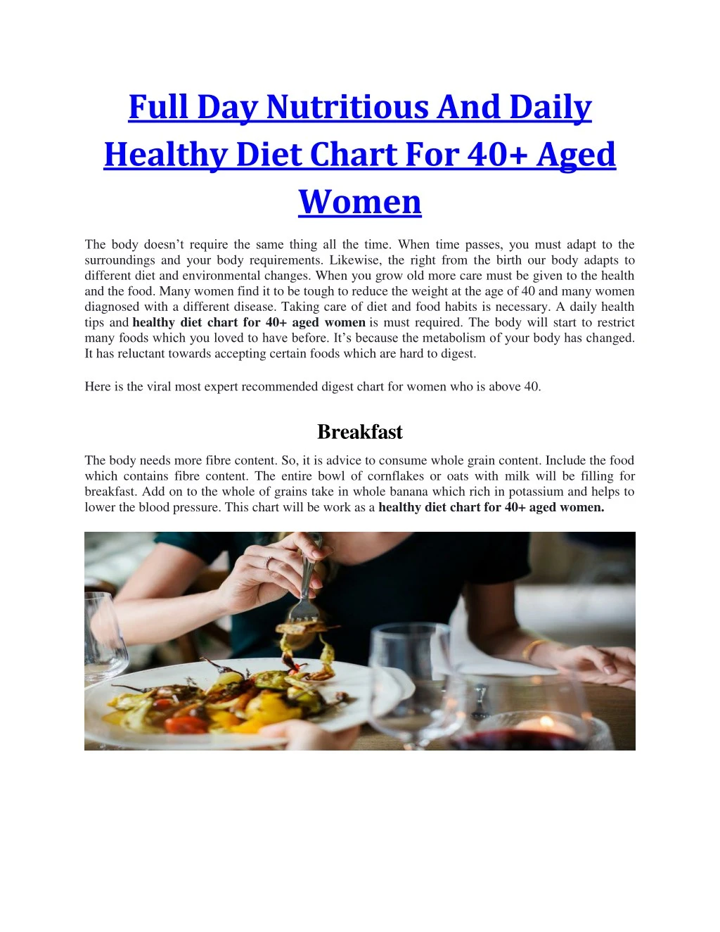 Healthy Diet Chart For Women