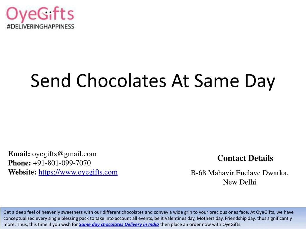 send chocolates at same day n.