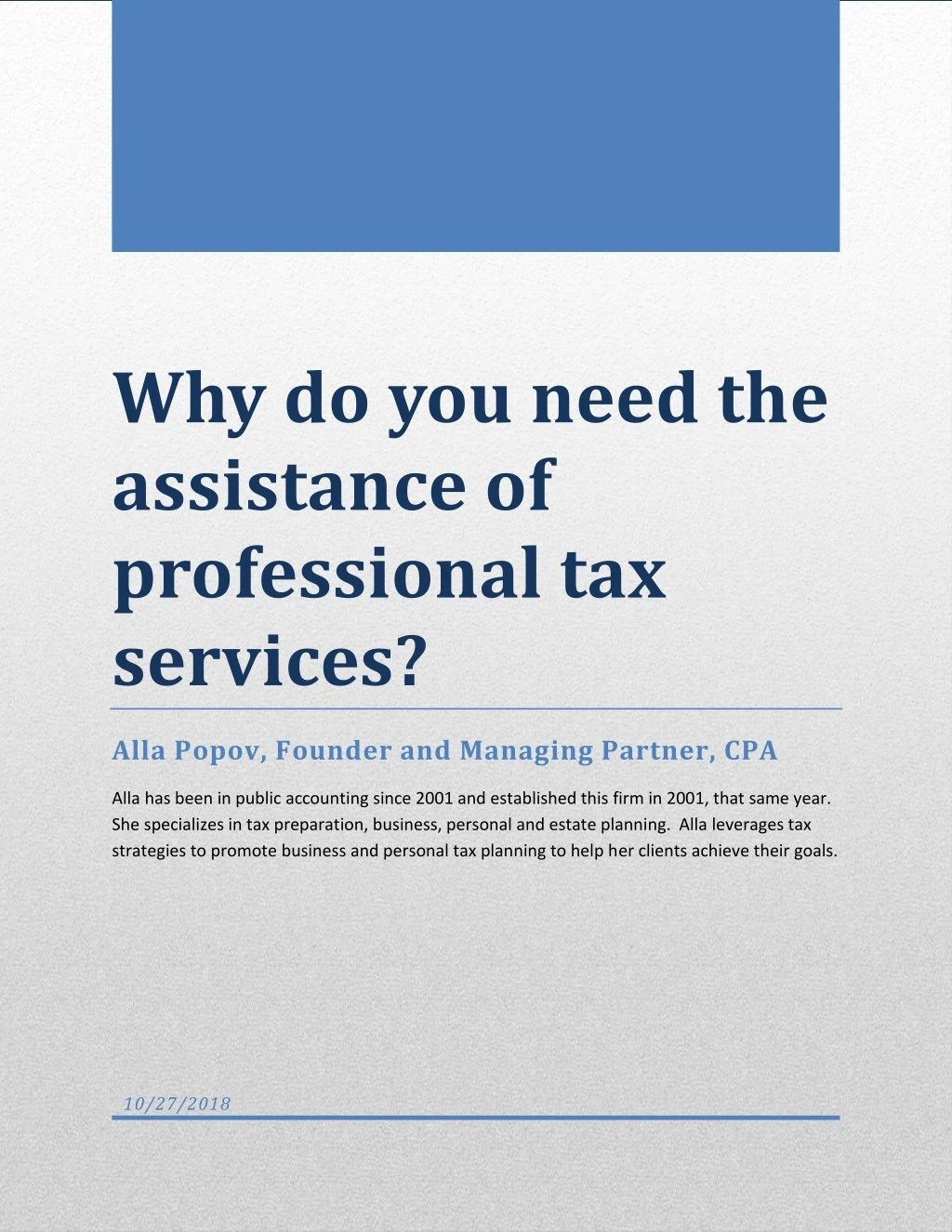 why do you need the assistance of professional n.