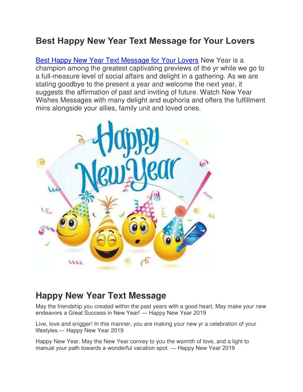 PPT Best Happy New Year Text Message for Your Lovers PowerPoint