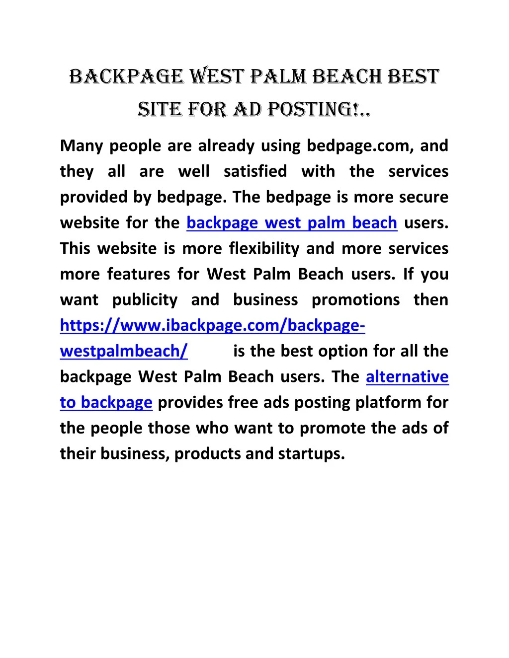 backpage west palm beach best site for ad posting n.