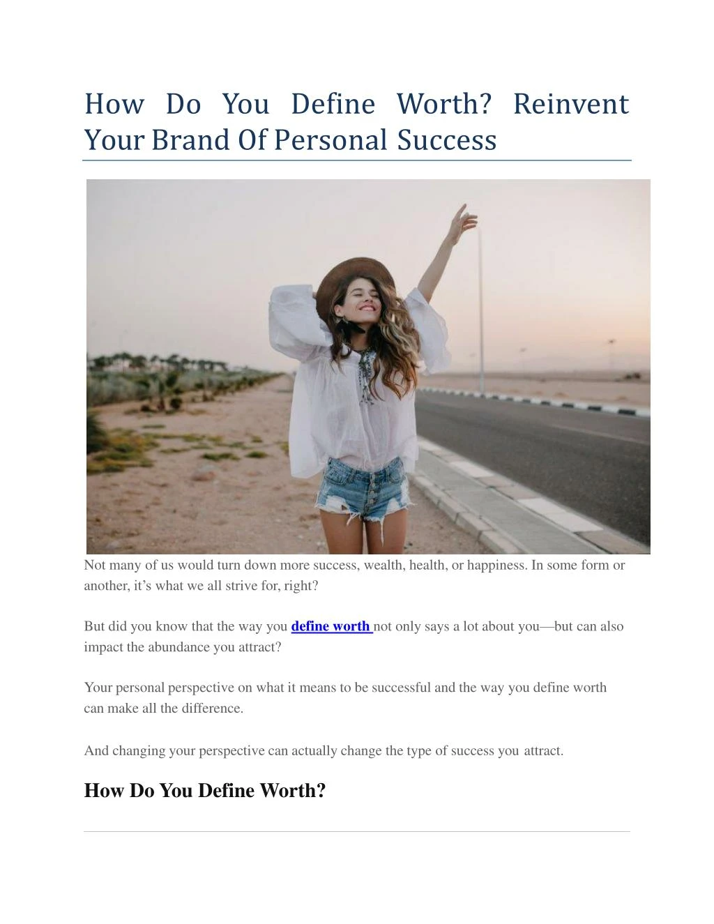 h o w d o y o u d ef i n e w o r t h r e i nv en t your brand of personal success n.