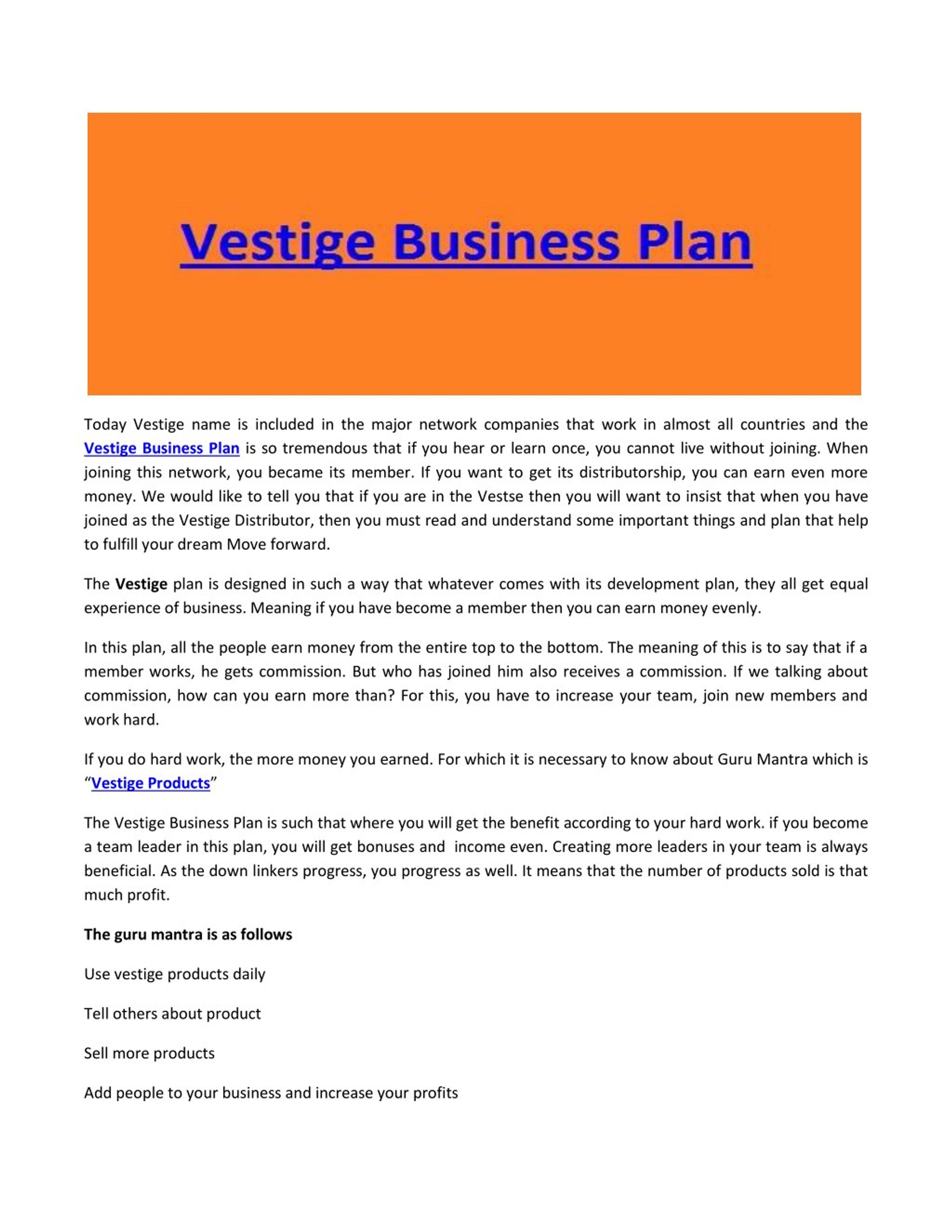 vestige business plan ppt download