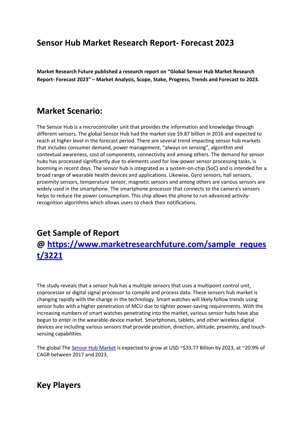 sensor hub market research report forecast 2023 n.