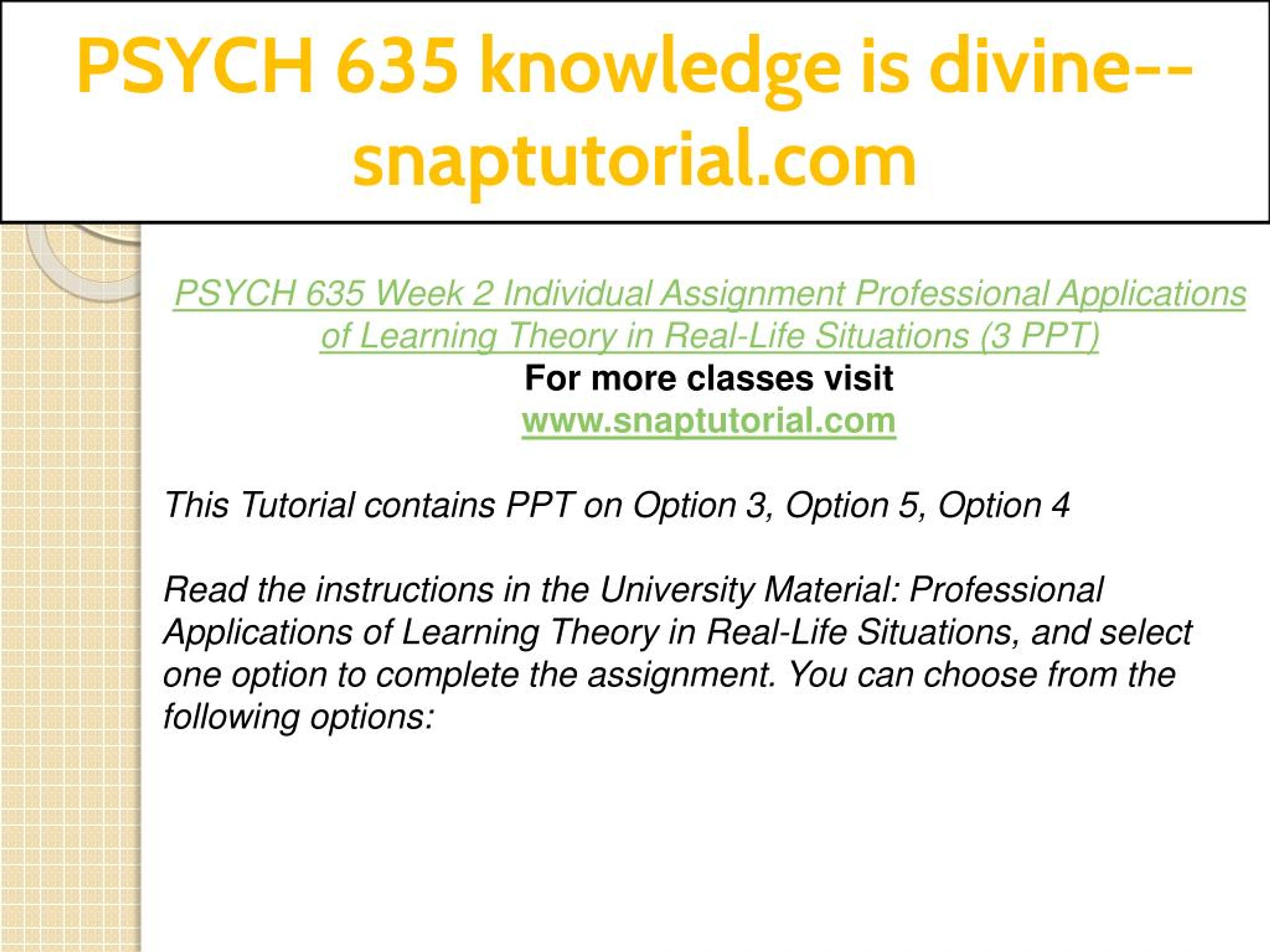 PPT - PSYCH 635 knowledge is divine--snaptutorial.com PowerPoint ...