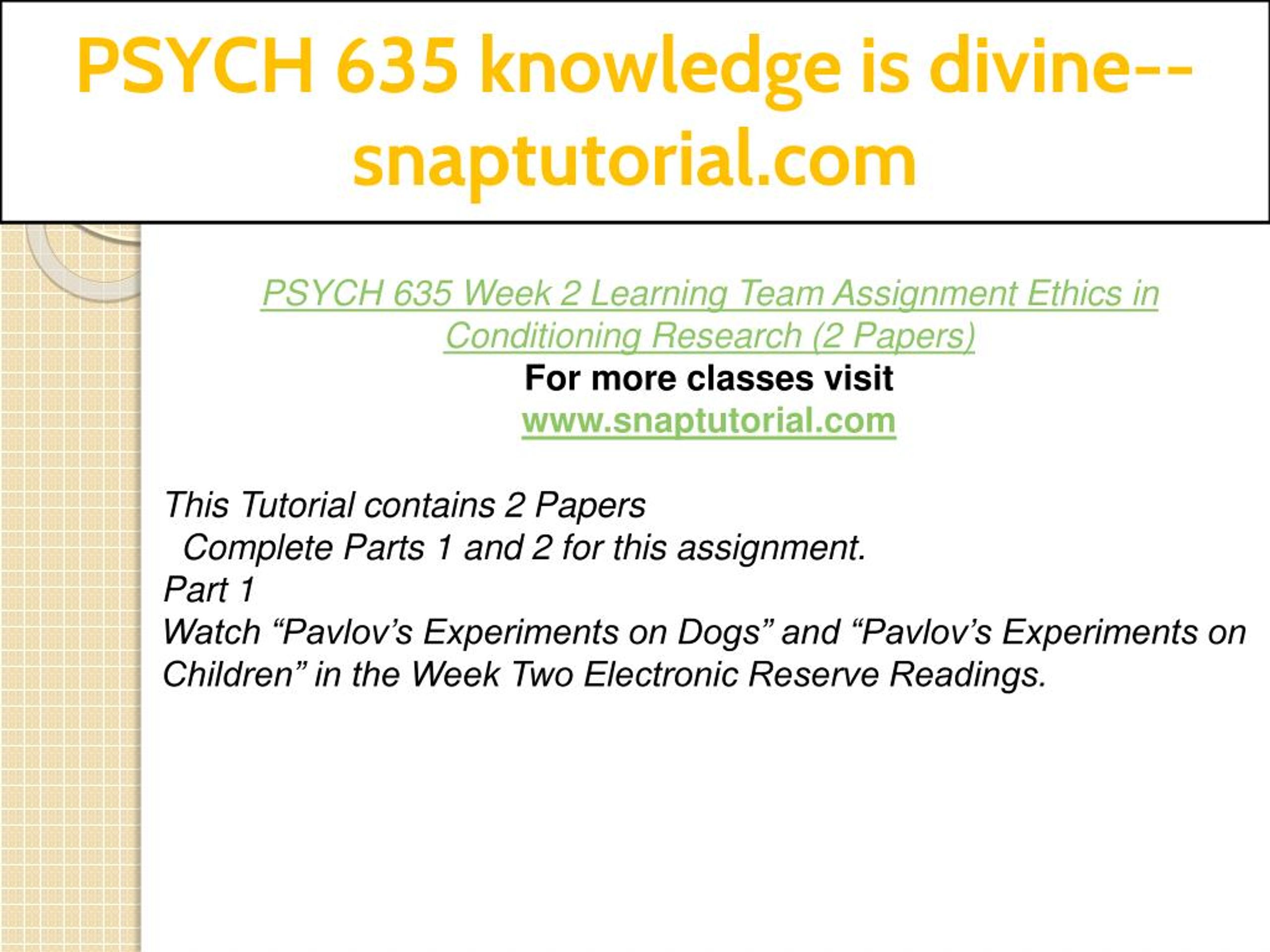 PPT - PSYCH 635 knowledge is divine--snaptutorial.com PowerPoint ...