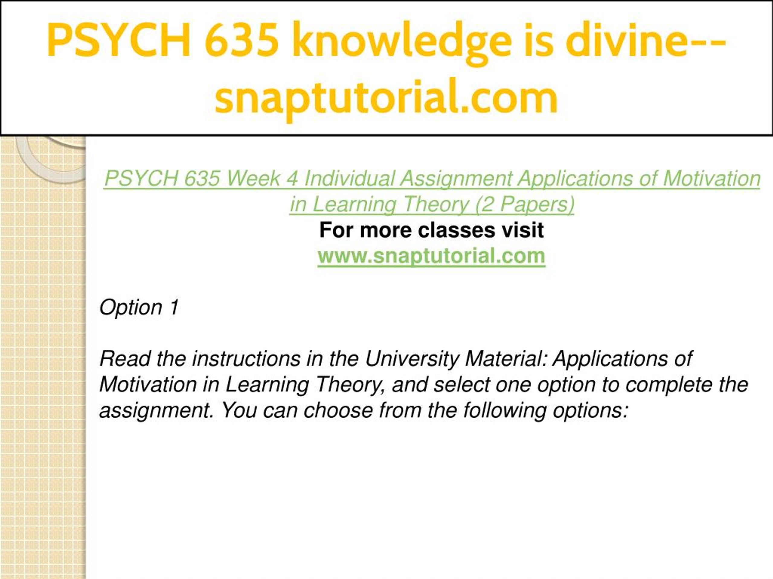 PPT - PSYCH 635 knowledge is divine--snaptutorial.com PowerPoint ...