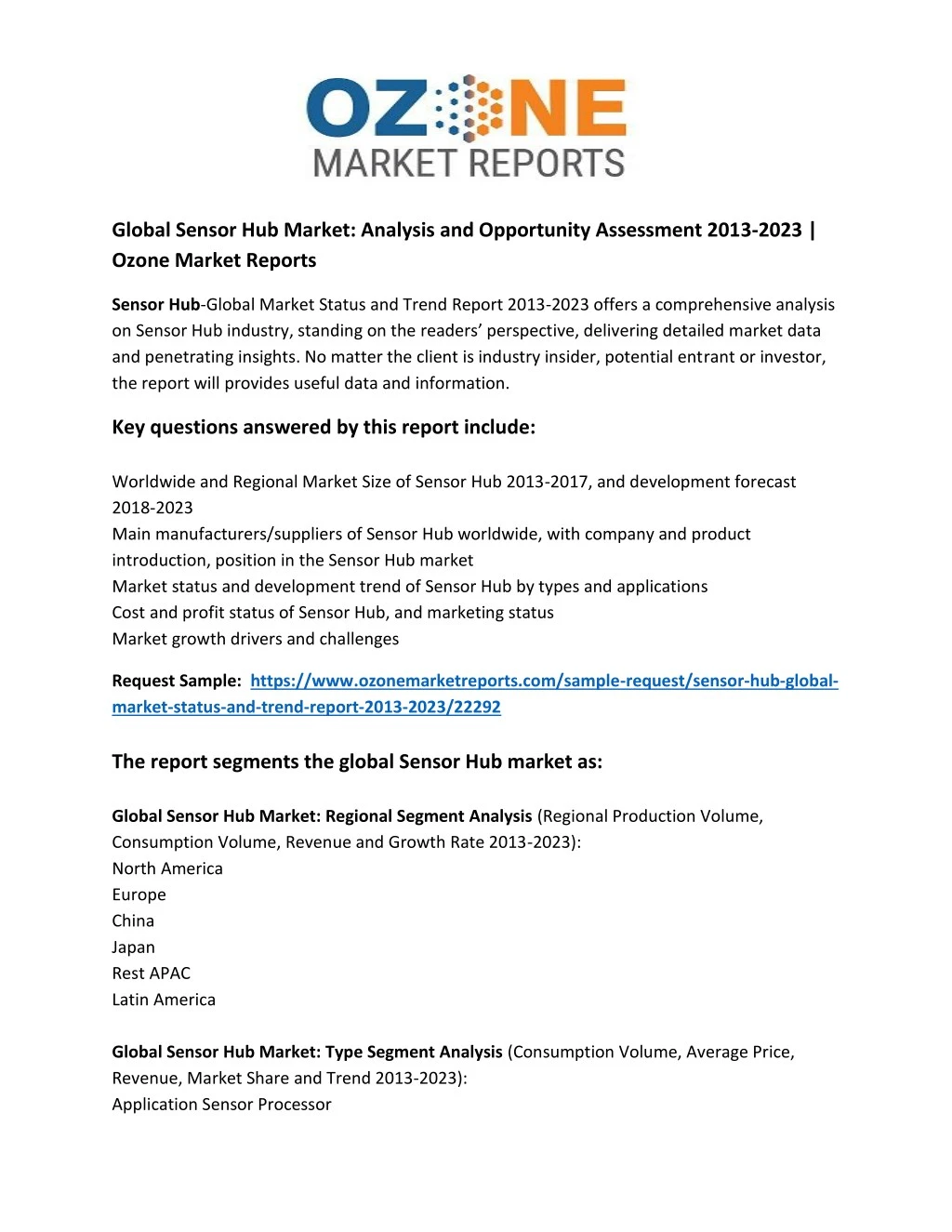 global sensor hub market analysis and opportunity n.