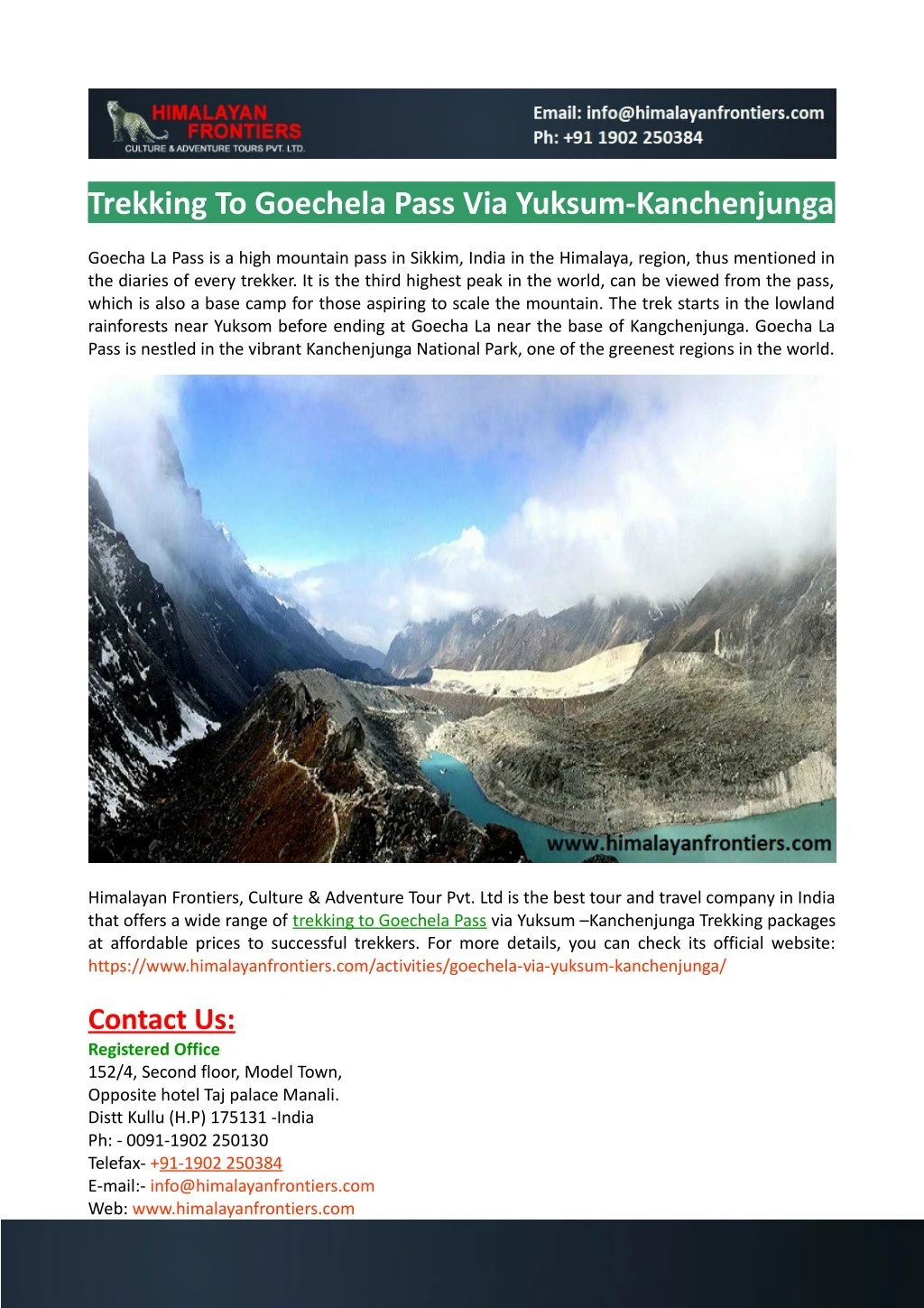 trekking to goechela pass via yuksum kanchenjunga n.