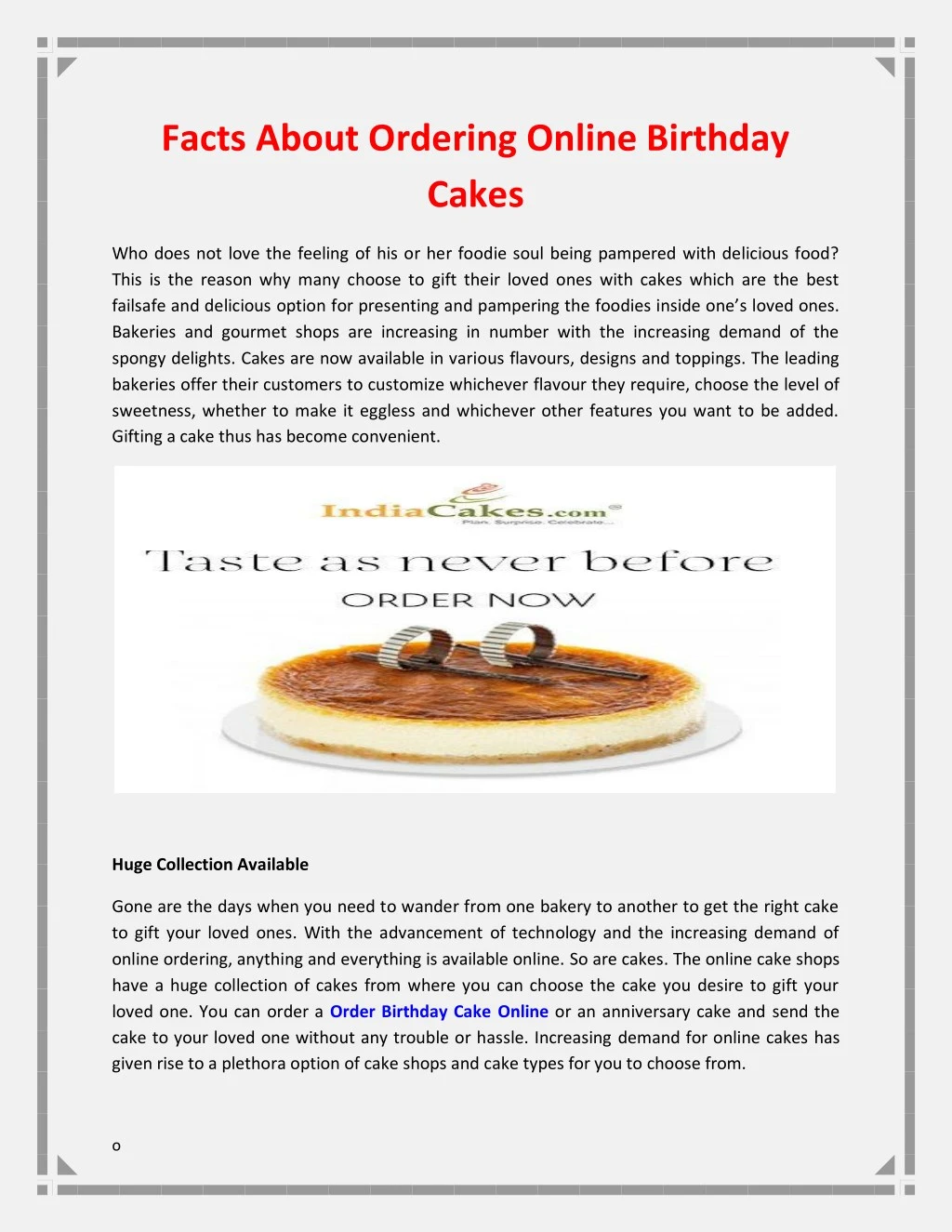 facts about ordering online birthday cakes n.