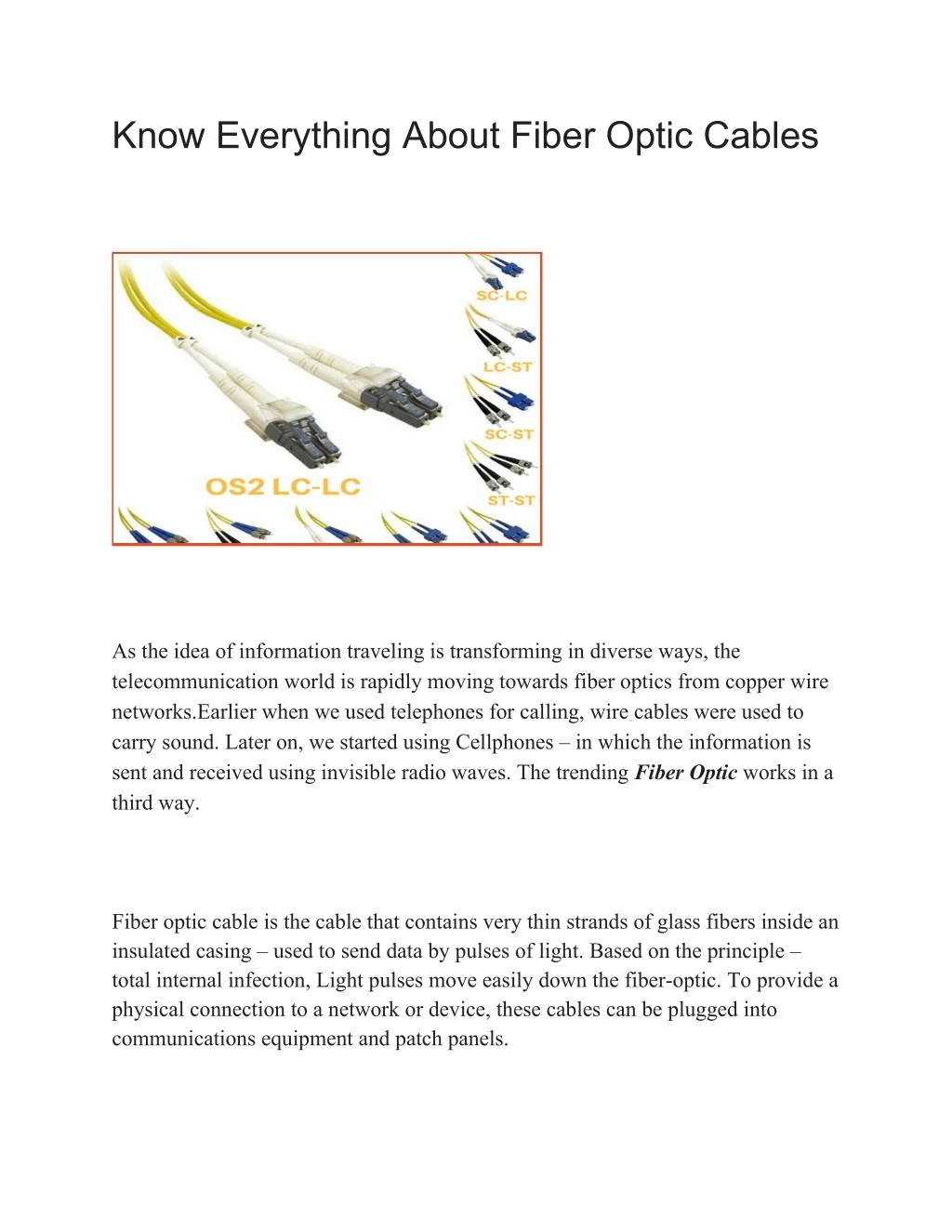 know everything about fiber optic cables n.