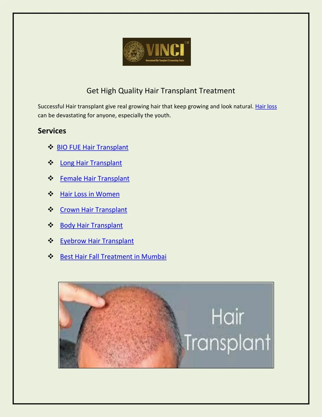 get high quality hair transplant treatment n.