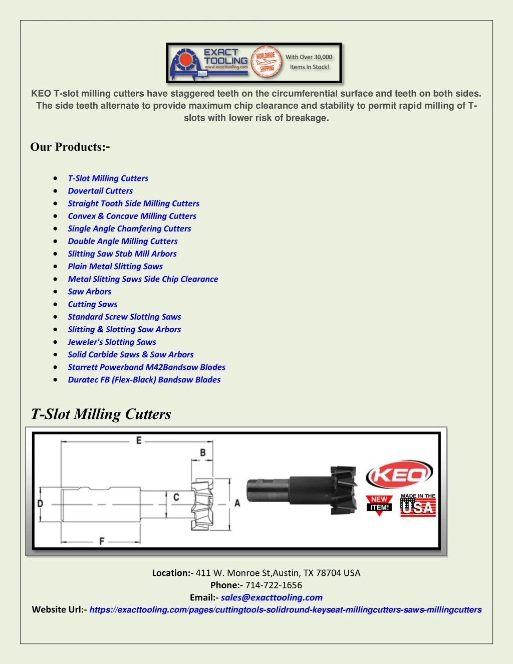 keo t slot milling cutters have staggered teeth n.