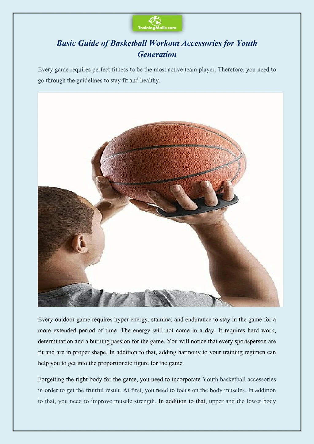 PPT Basic Guide of Basketball Workout Accessories for Youth