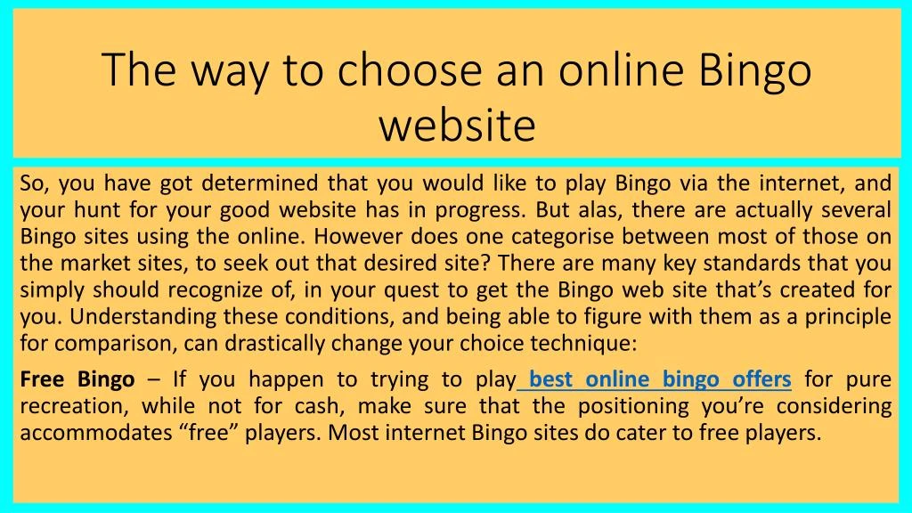 the way to choose an online bingo website n.