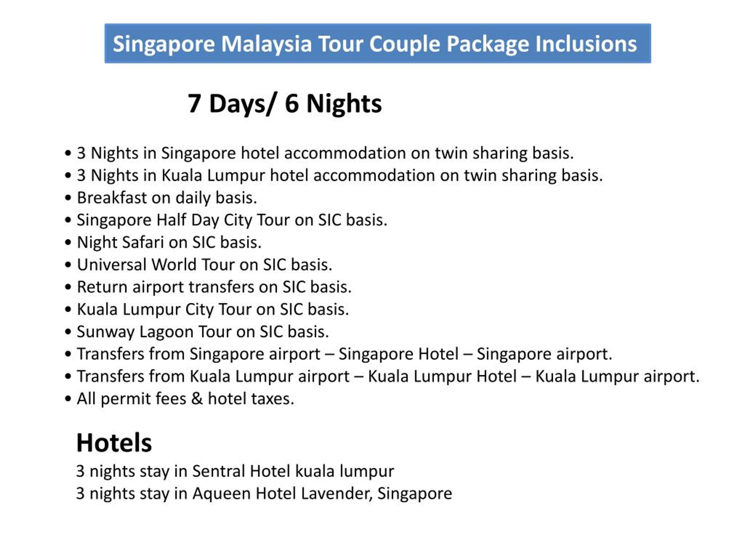 singapore malaysia couple tour package