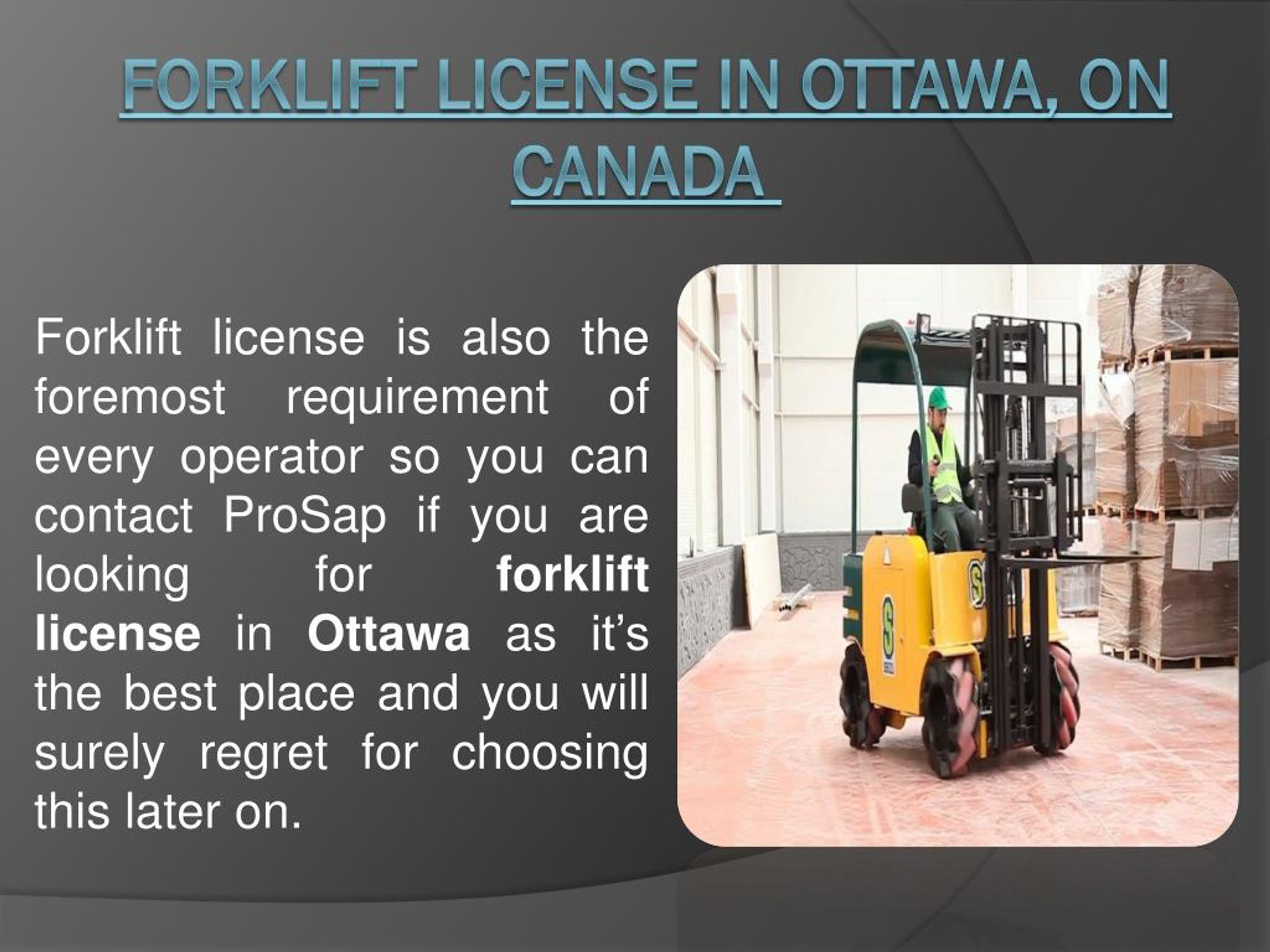 PPT Forklift Operator Training and Forklift Certification in Ottawa