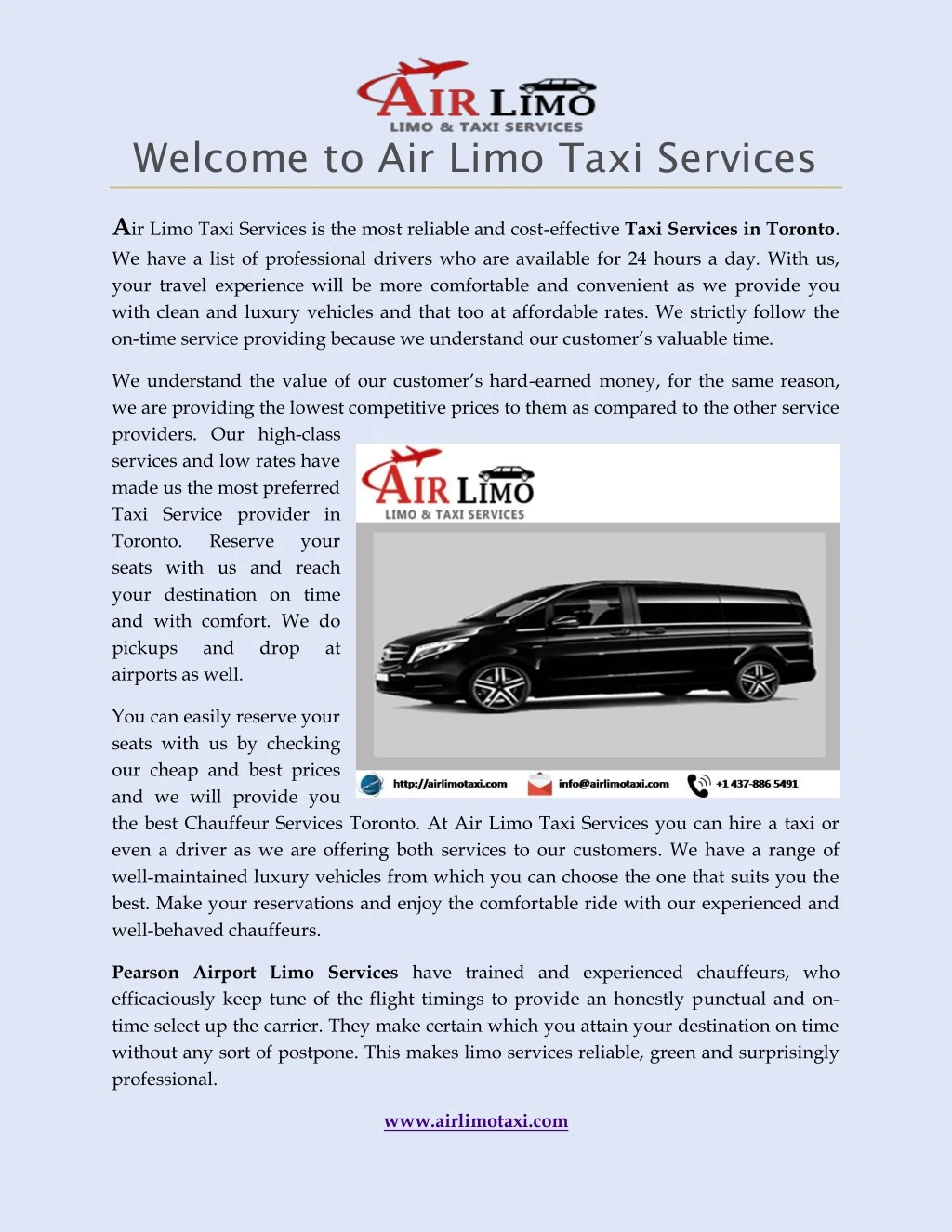 welcome to air limo taxi services n.