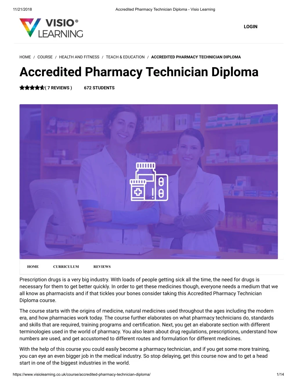 pharmacy technician course
