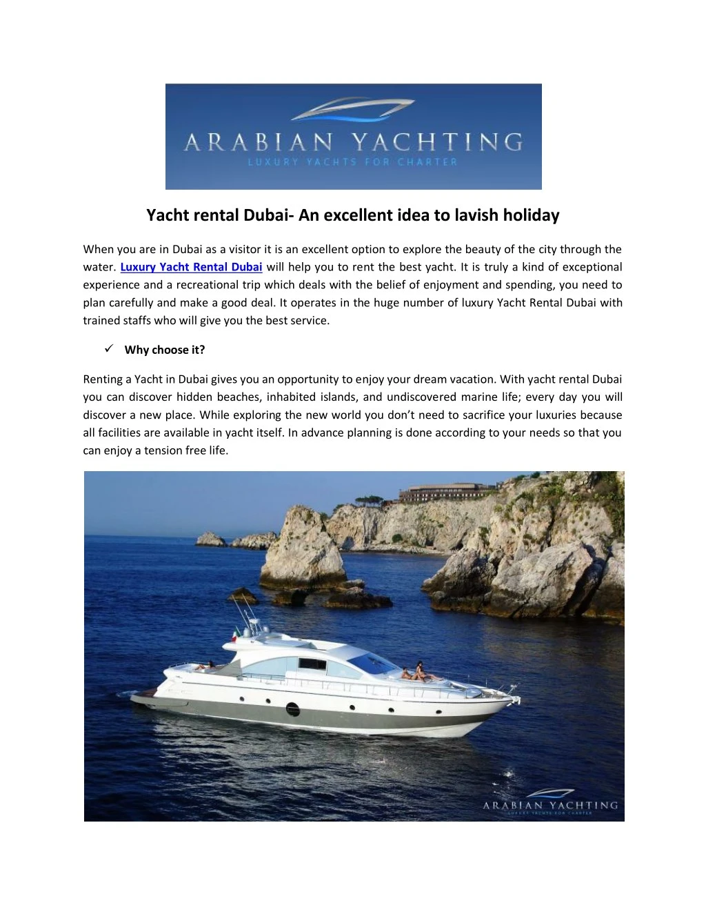 yacht rental dubai an excellent idea to lavish n.
