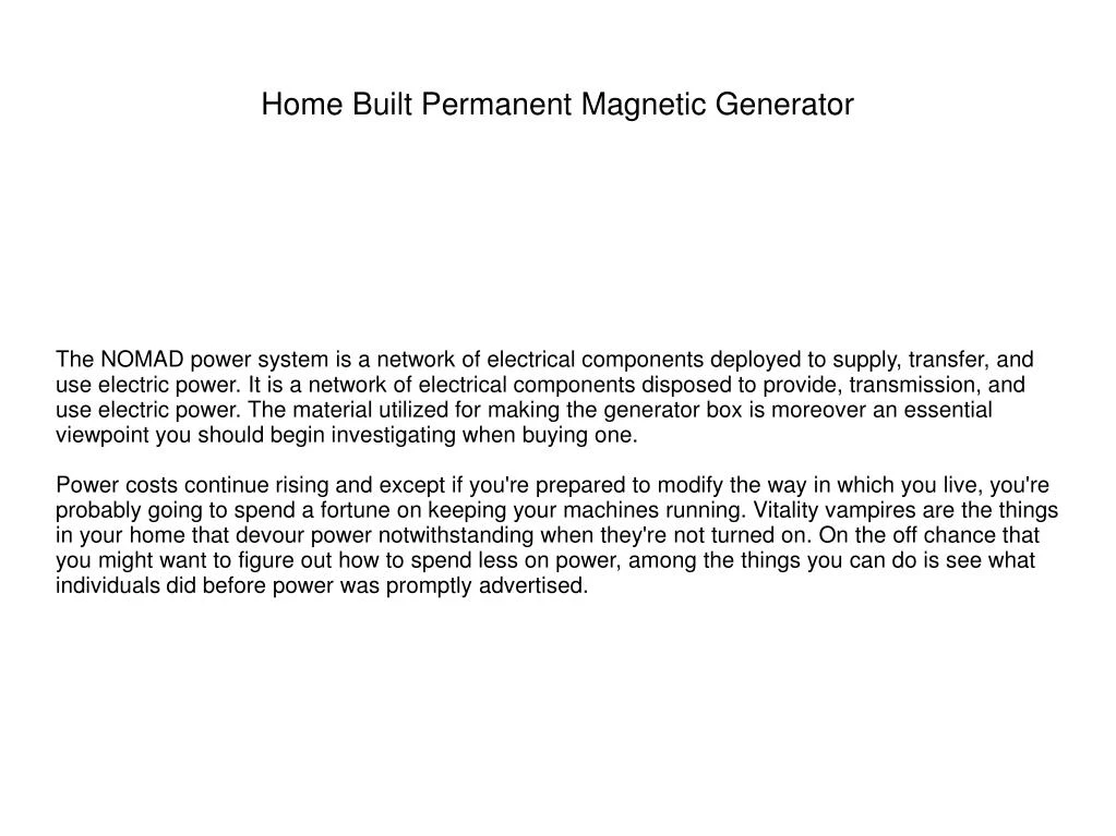 home built permanent magnetic generator n.