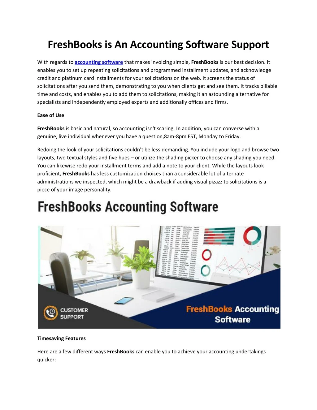 freshbooks is an accounting software support n.