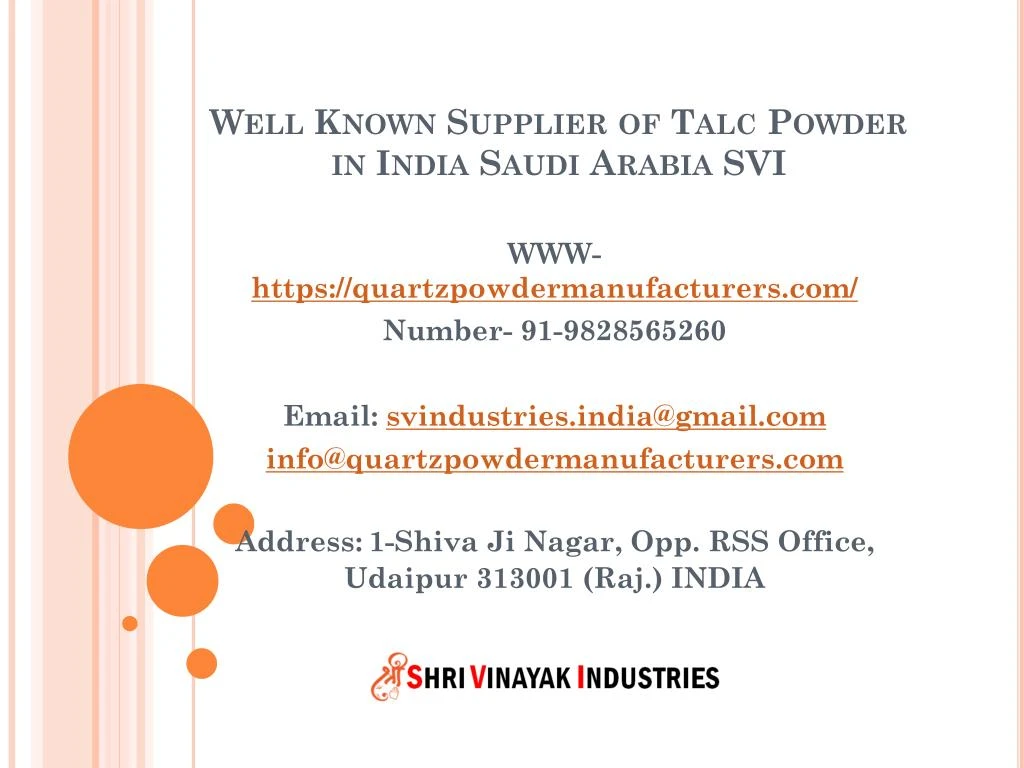 well known supplier of talc powder in india saudi arabia svi n.