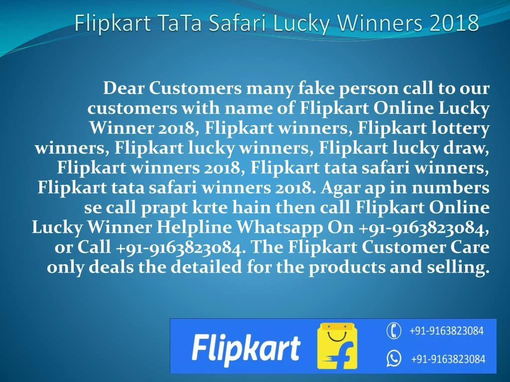 flipkart tata safari lucky winners 2018 n.