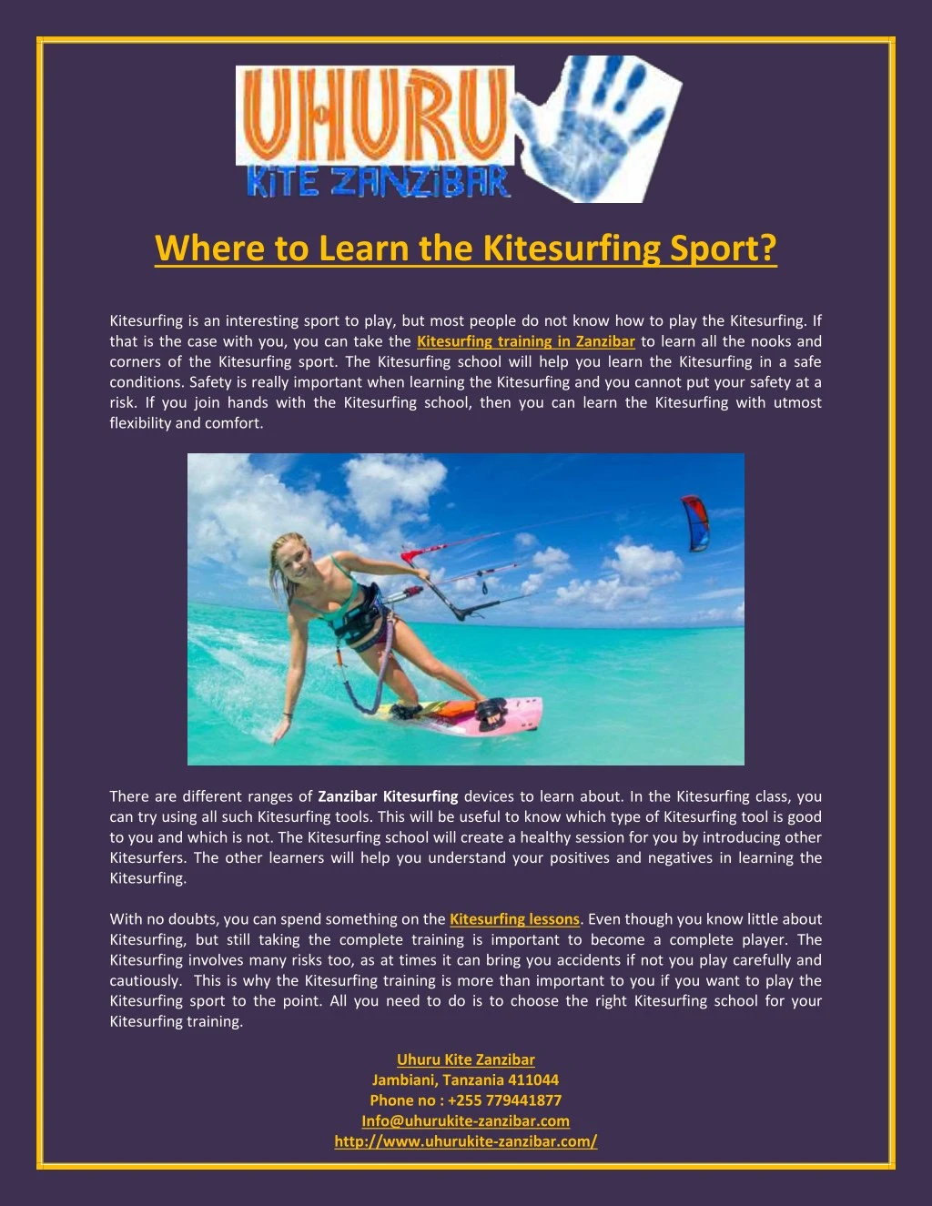 where to learn the kitesurfing sport n.