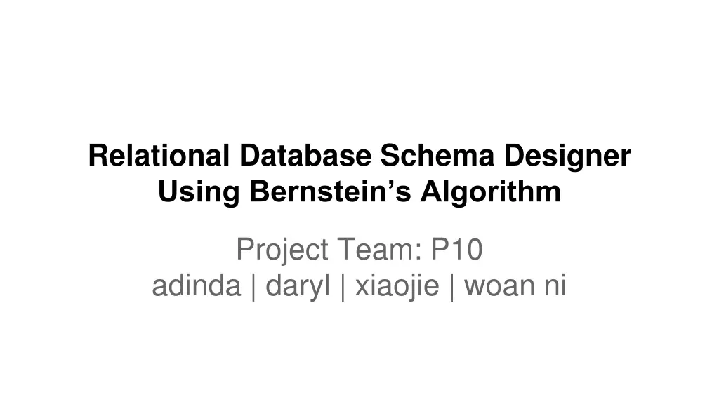 relational database schema designer using bernstein s algorithm n.