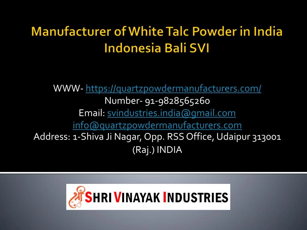 manufacturer of white talc powder in india indonesia bali svi n.