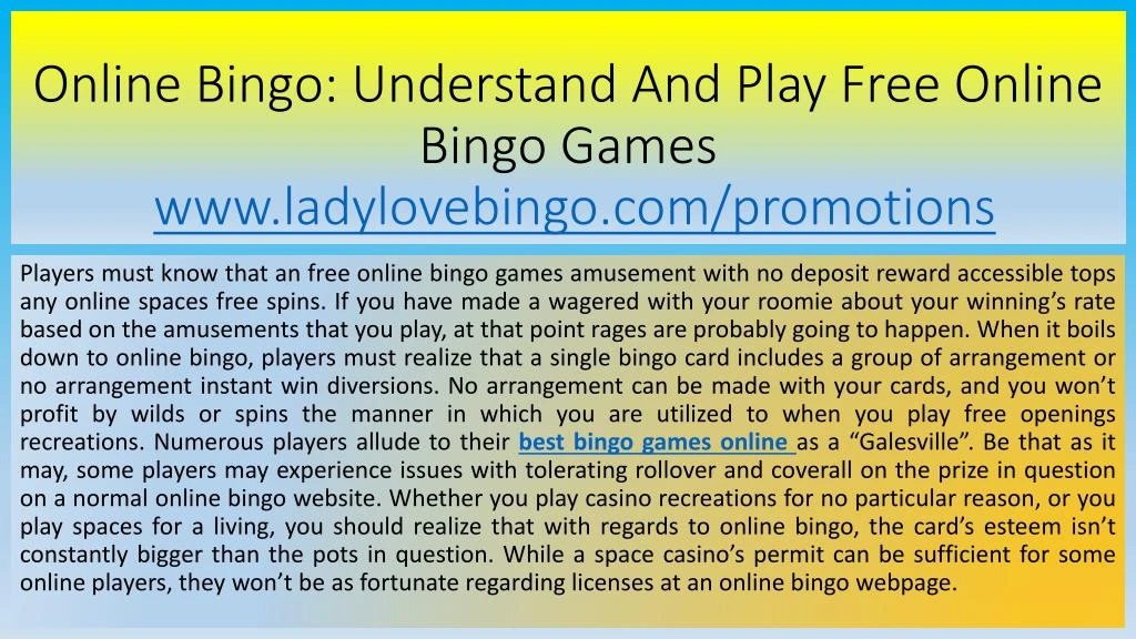 online bingo understand and play free online bingo games www ladylovebingo com promotions n.