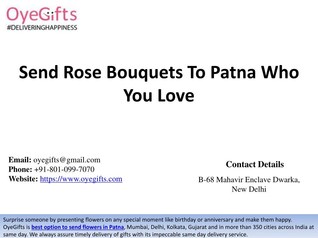 send rose bouquets to patna who you love n.