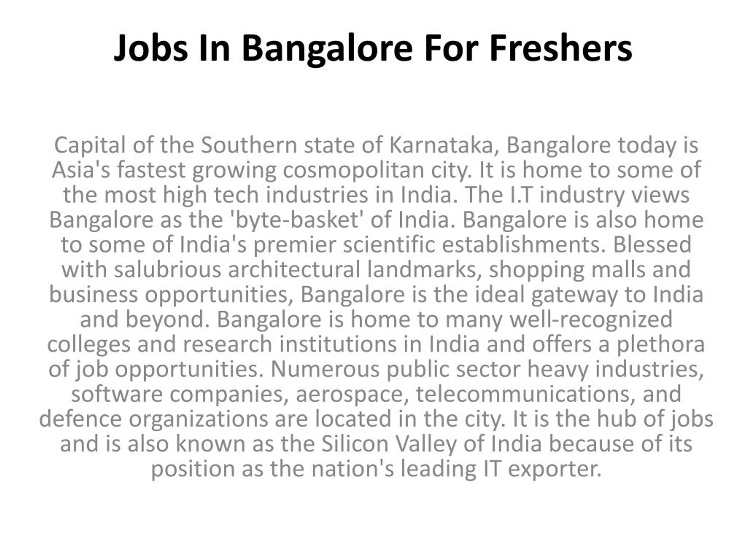 PPT Jobs In Bangalore For Freshers PowerPoint Presentation, free