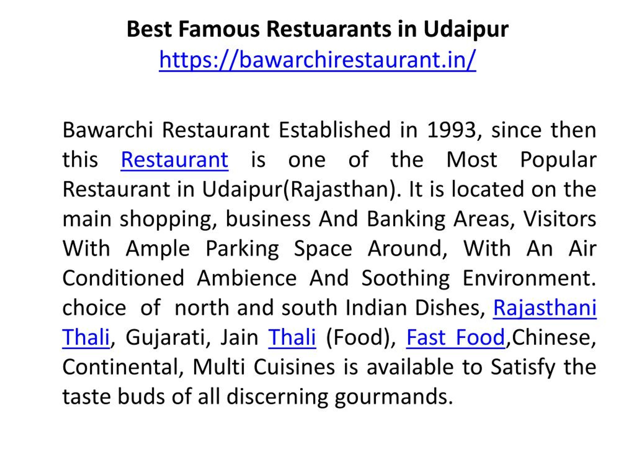 PPT - Best Famous Restuarants in Udaipur PowerPoint Presentation, free ...
