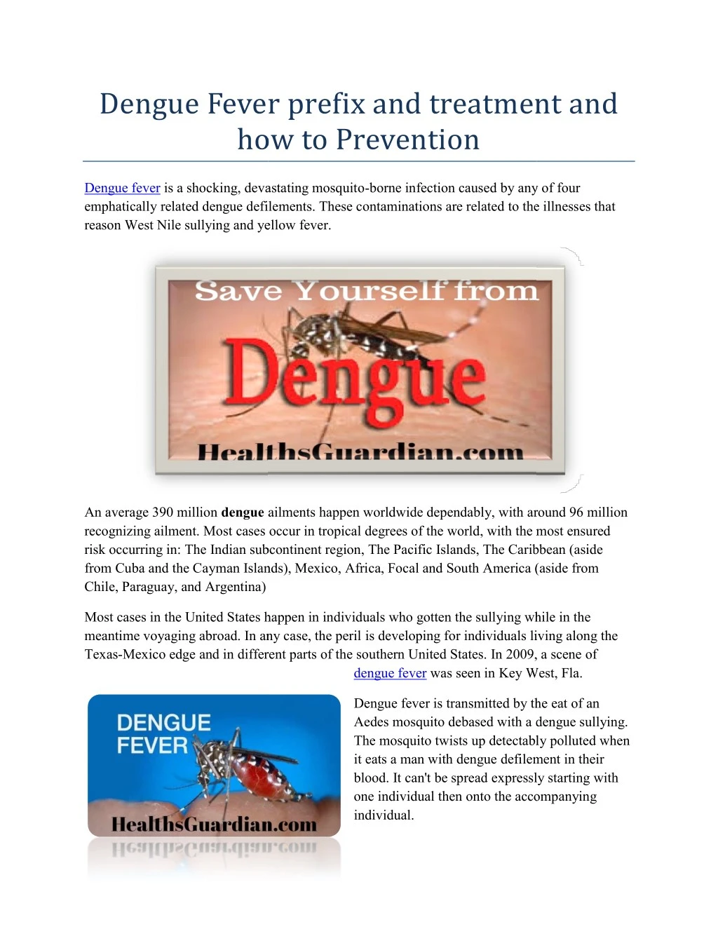 dengue fever prefix and treatment n.