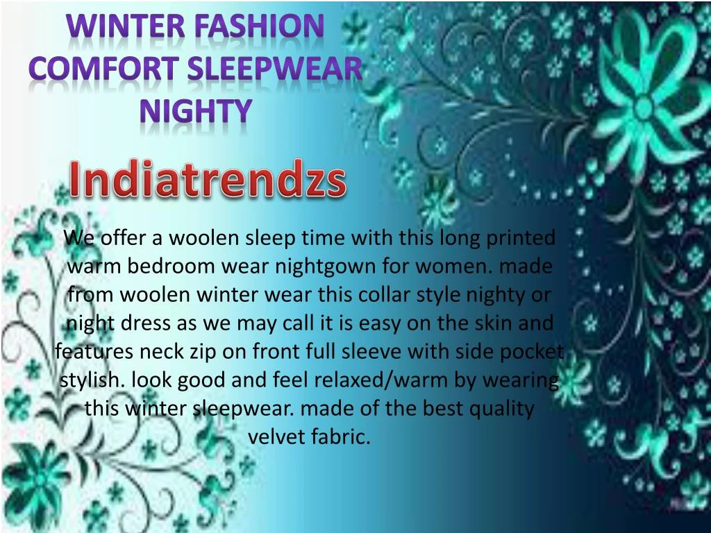 winter fashion comfort sleepwear nighty n.