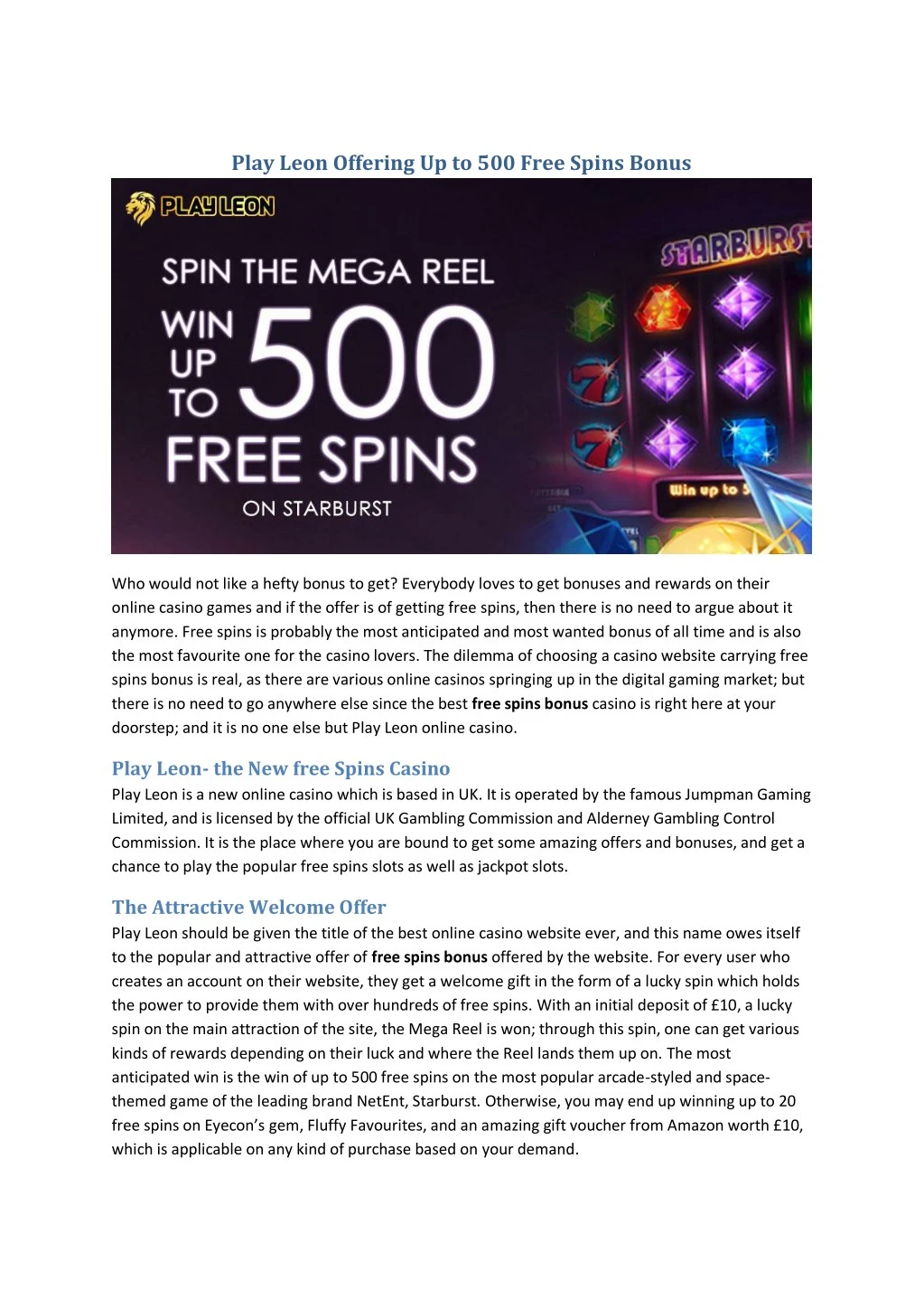 play leon offering up to 500 free spins bonus n.