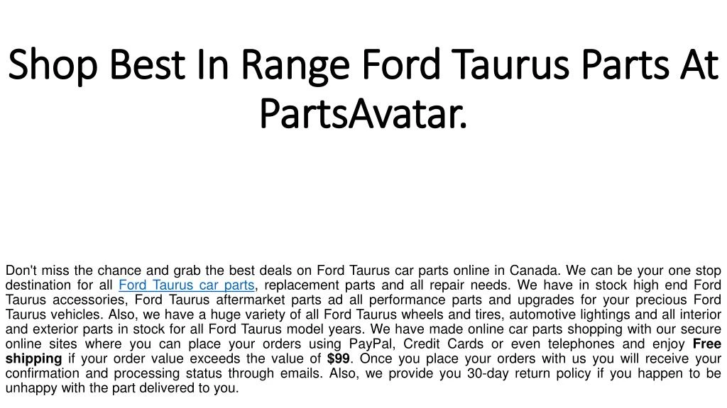 shop best in range ford taurus parts at partsavatar n.