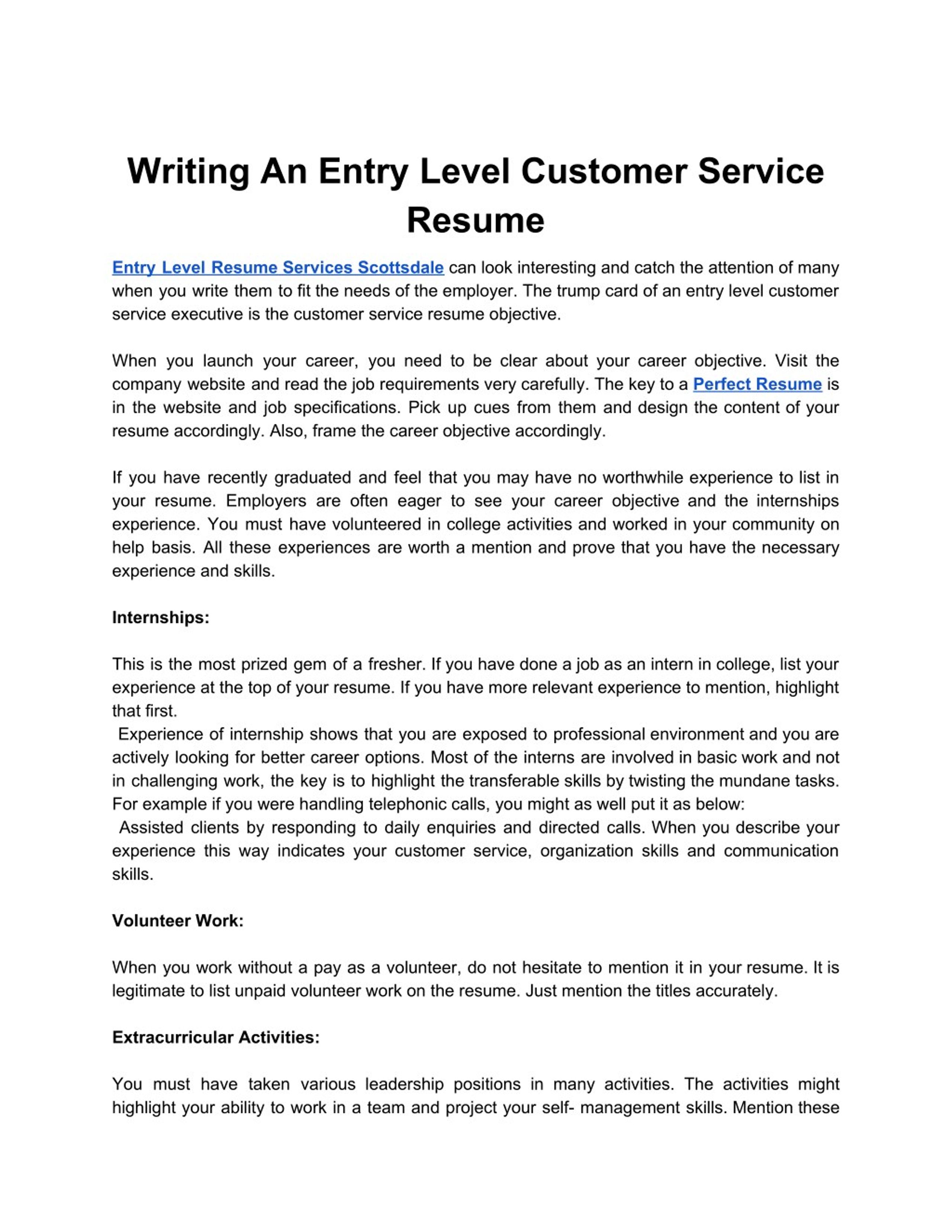 PPT Writing An Entry Level Customer Service Resume PowerPoint 
