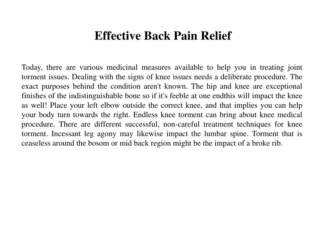 effective back pain relief n.