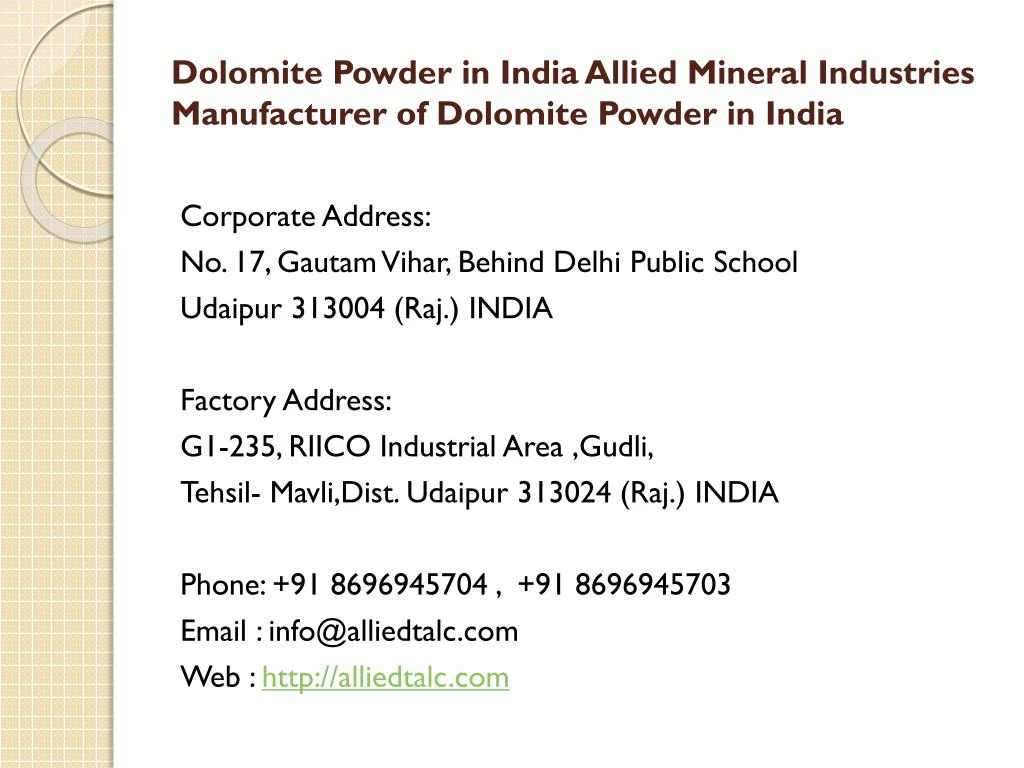 dolomite powder in india allied mineral industries manufacturer of dolomite powder in india n.